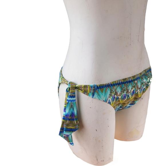 Kenneth Cole Reaction Multi Color Bikini Bottom with Sequins Size M - Picture 3 of 7